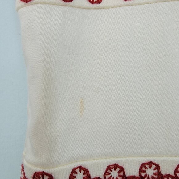 Ann Taylor Ivory Box Pleat With Red Embroidered Lined Dress Sz‎ 0 NWOT with FLAW - Picture 5 of 16